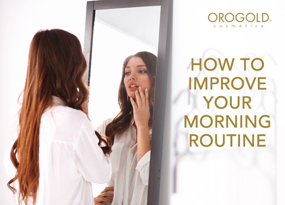 Woman looking in the mirror.