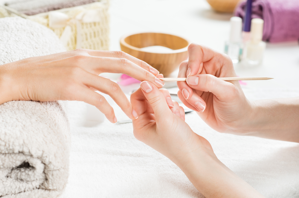 Woman getting a manicure
